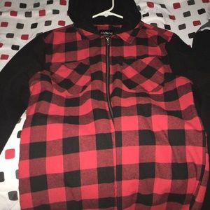 Carbon Zip Up Flannel Hoodie